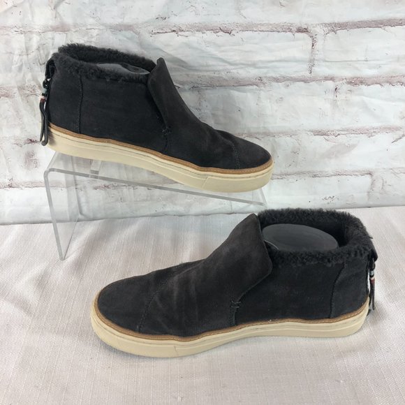 TOMS Women's 9 Gray Paxton Suede Slip-on Fur Lined Chukka Sneakers - Picture 5 of 9